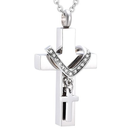 Dubbelkorshalsband Ben Ash Hänge Box SILVER