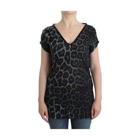 Roberto Cavalli leopard v-neck top Grå, Dame