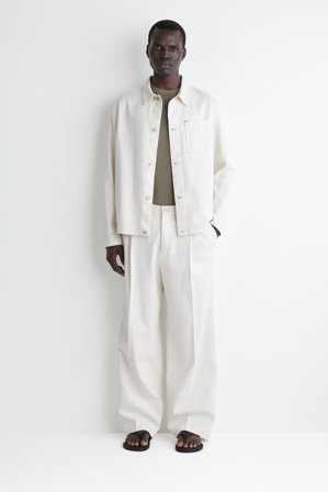 COS Men's T-Shirt Slim In Cotone A Coste in Grigio