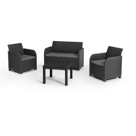 Harpikshavemøbler – Allibert by KETER – 4 personer – SAN REMO – Grafitgrå