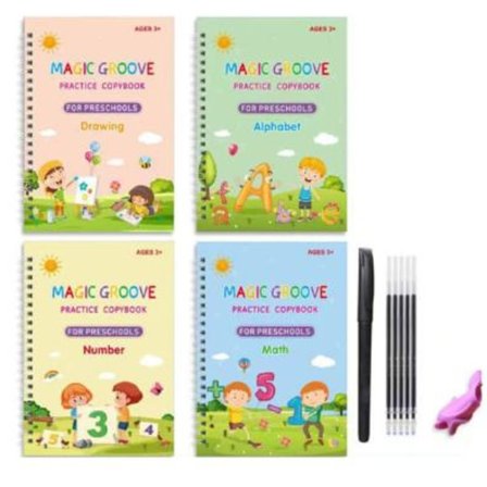 4 stk. Sank gjenbrukbar øvingsbok, skrivebok kompatibel med skriving 1