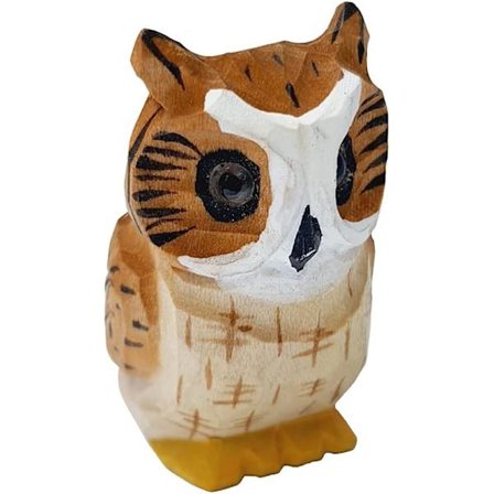 Håndskåret naturlig tre ugle statue ornamenter skulptur figur håndverk hjem dekorasjon