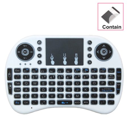 CQBB Mini 2.4GHz Multimedia Bærbar Trådløs Håndholdt Mini Tastatur med Touchpad Mus-i8 Baggrundsbelysning (Lithium Batteri) Hvid