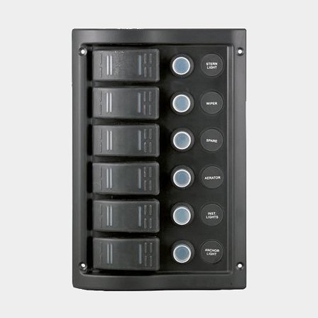 Switch panel / fuse panel, 12 V, 15 A, 3 switches, with circuit breakers