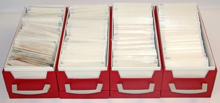 Danmark - Dubletsamling i 4 kartotekskasser - Postfrisk