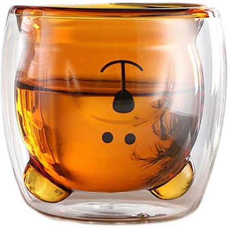 Söpöt Kahvikupit Tee Maito Söpö Nalle Kissa Panda Espresso Kupit Mukit Kaksiseinäiset Eristävät Lasit Syntymäpäivälahjat Ruskea Karhu