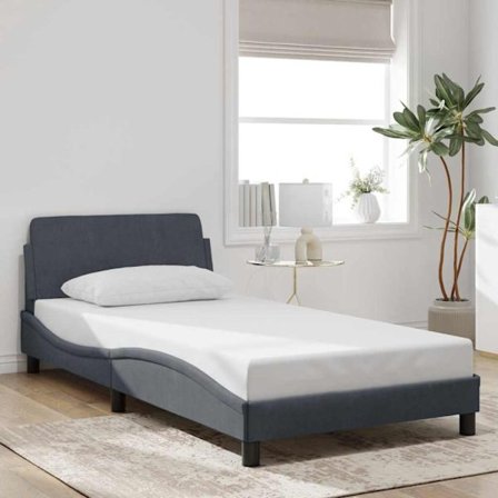 Bed Frame "Dover" Dark Grey 100x203 cm Velvet