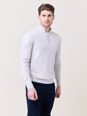 MATCH - Alonzo merino zip genser - Mario Conti - Str. M - Herre - Gensere & Cardigans - Grå - 100% ull-merino