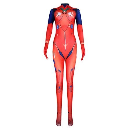 Evangelion Asuka Langley Bodysuit Kostym Vuxna Kvinnor Anime Jumpsuit Halloween Cosplay Party Dress Up