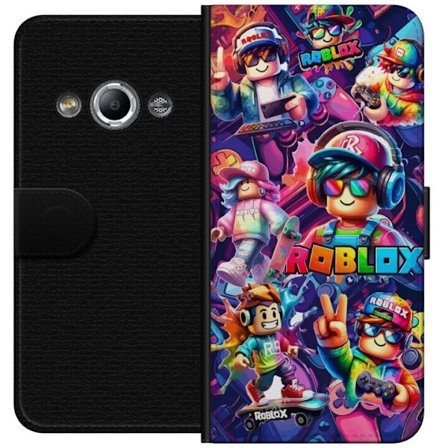 Yhteensopiva Lompakkokotelo Samsung Galaxy Xcover 3 Värikäs Roblox-inspiroima ryhmä, jossa on useita hahmoja, kuulokkeita ja ohjaimia energiat täy