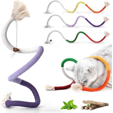 Interaktivt kattebidelegetøj - 70 cm reb til killing, tyggelegetøj, tandpleje - til interaktion og tandrensning