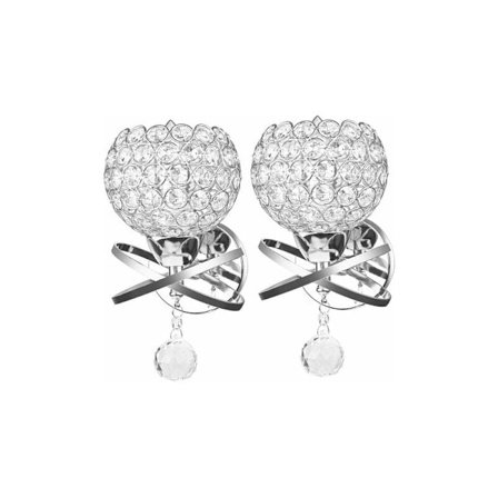 Pakke med krystalvæglamper, moderne dekorativ væglampe til gør-det-selv boligindretning E14 pære ikke inkluderet (Sølv) HIASDFLS