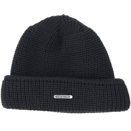 Stetson - Schwarz shortbeanie Mütze - Wool Black Beanie @ Hatstore