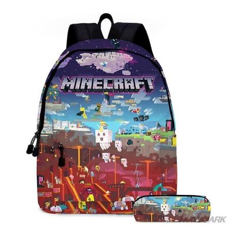 16 Tuuman Minecraft 3D-Painettu Lasten Reppu Tytöille ja Pojille, Lasten Koululaukku, Piirretty Päiväkotireppu, Korkea Laatu Black