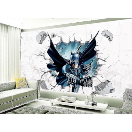 3D knust vegg Batman anime veggklistremerker veggmalerier dekaler 60x90cm