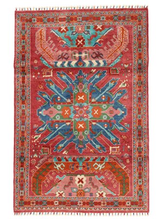 Handgeknüpft Kazak Fine Teppich 116X181 Dunkelrot/Schwarz