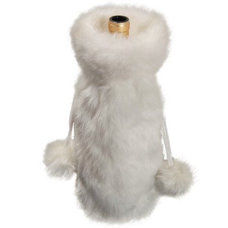 Hvit plysj rødvinflaskepose Julevinflaskedeksel bord