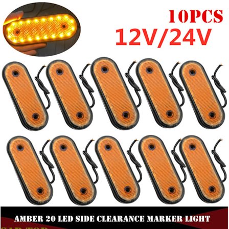 10 stk 12V sidemarkering gult 20LED markeringslys sidemarkering LED Trusk-lampe pickup lastebil sidemarkeringlys for lastebil