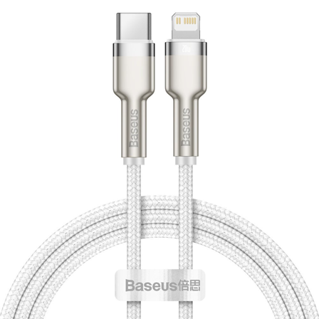 BASEUS Cafule Metal USB-C to Lightning Cable PD, 20W, 1m - White