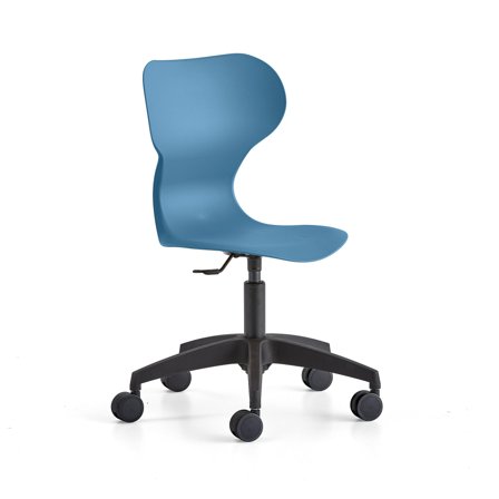 Stuhl BRIAN, höhenverstellbar, mit Rollen, blau