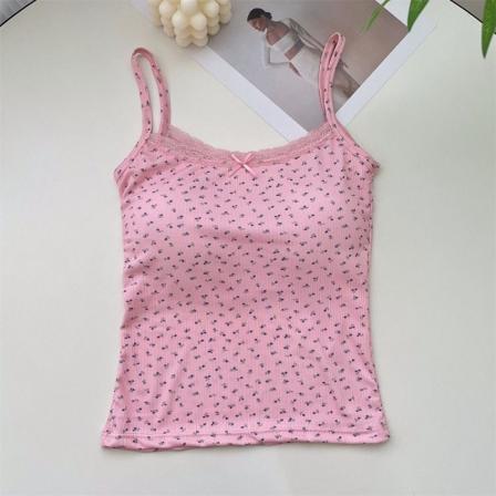 Blonder Blomster Print Camis Floral Tank Tops ROSA pink