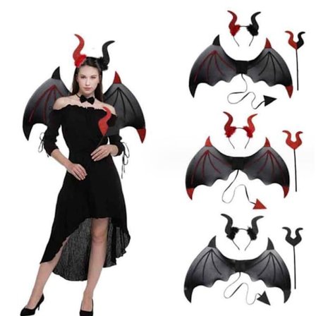 Halloween Djevlevinger 3-delt Sett For Cosplay