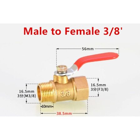 Kulventil pneumatisk anslutning KVINNA MAN 3/8 MAN HAN 3/8
