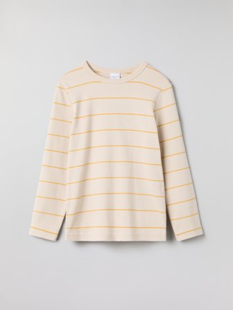 Polarn O. Pyret - Striped long-sleeve top - 110 - Childrenswear - beige