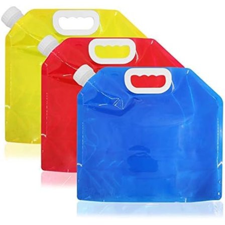 3 stk 5L Stor Kapasitet Vannpose Foldbar Håndholdt Sportsvann