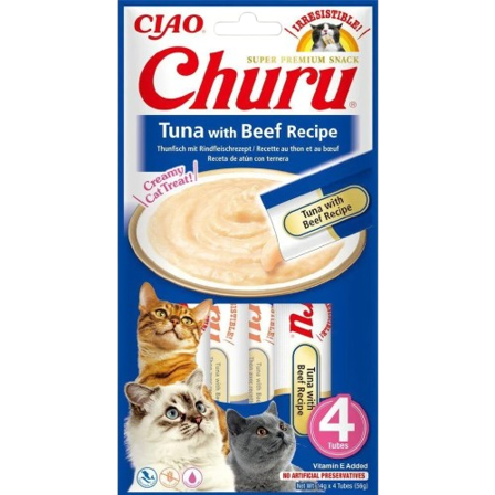 Churu - Cat Creamy Treat Tuna with Beef 4 x 14 g - Katt - Kattegodteri & kattegress - Belønningsgodbiter katt - ZOO.no