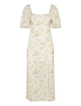 Puff Sleeve Midi Dress Polvipituinen Mekko Multi/patterned Gina Tricot