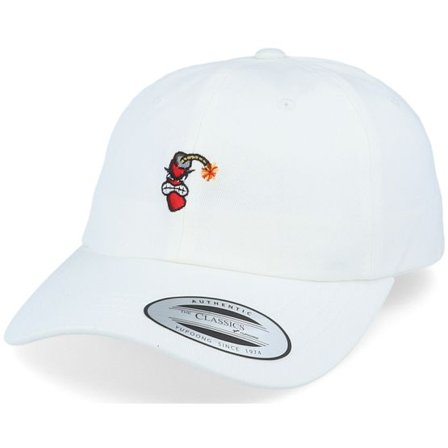 Iconic - Vit unconstructed Keps - Angry Dynamite White Dad Cap @ Hatstore