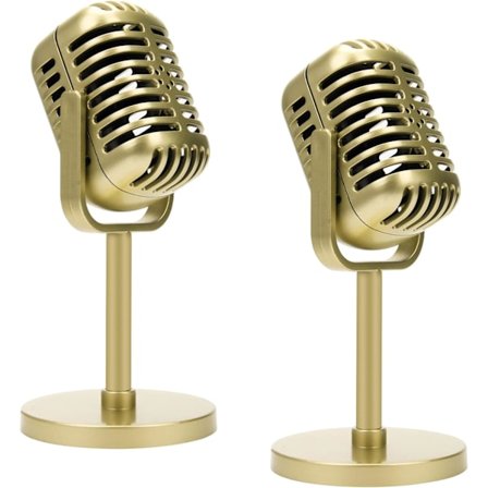 2 kpl Retro Mikrofoni Rekvisiitta Malli, Antiikki Mikrofoni Rekvisiitta Vintage Mikrofoni Rekvisiitta Jalustalla Juhliin (Ei Todellinen)