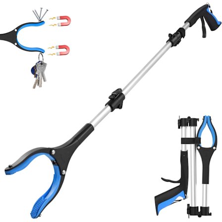 Søppelplukker, Gripearm, Hjelpende Hånd for Voksne, Funksjonshemmede og Eldre, Kraftig Plukkepinne, Blå