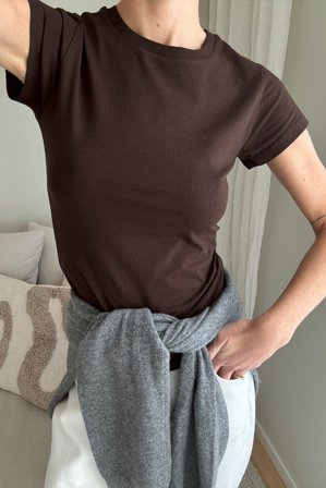 NA-KD T-shirt med rund hals - T-shirts - Brun - XL