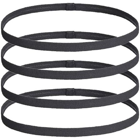 4 stk. Sports Hovedbånd, Sort Elastisk Hårbånd, Tyndt Sports Hovedbånd Anti-slip Løb
