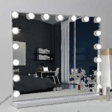 70 x 55 cm Hollywood-meikkipeili, jossa on 3 värin valo ja 14 himmennettävää LED-lamppua, suuri kosmeettinen meikkipeili, vain lamput -JRDG