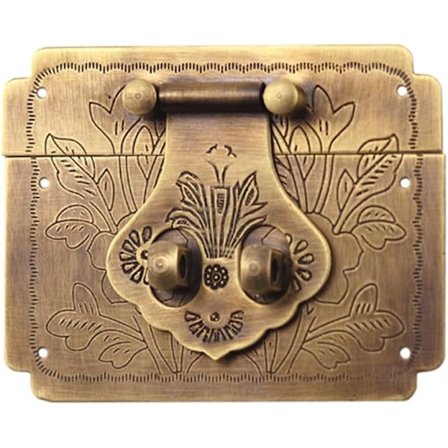 1 stk. Ren Kobber Firkantet Treboks Veksellås Retro Dekorativ Låsekrok med Skruer for Koffert Kiste Trunk Hasp Lås Smykkeskrin