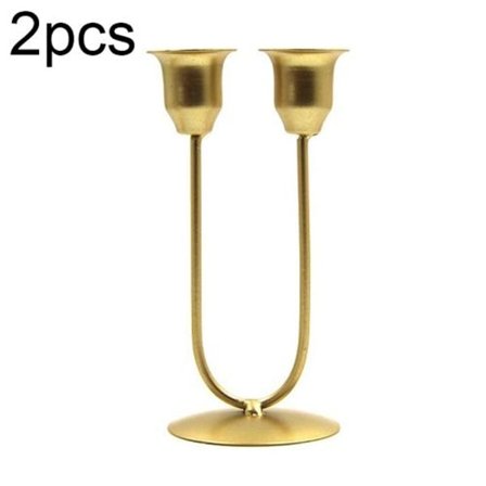 Stor U Guld 2 U-formad Järnljusstake Hem Middag Romantisk Ljus