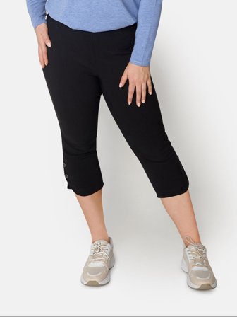 Ciso - Bengalin Bukser 3/4 - Knap Detalje - Sort