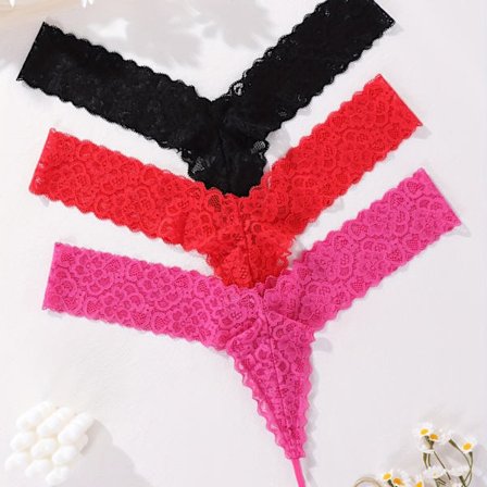 3-pakning Sexy Floral Blonde V-streng Tanga | Komfortabelt, pustende stoff, lavt livdesign, egnet for daglig bruk