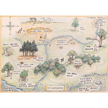 7x5FT 100 Acre Woods Bakgrund Barn Tecknad Fotobakgrund Baby Shower Fotobås Studio Rekvisita Pojkar Flickor Grattis på födelsedagen Party D (FMY)