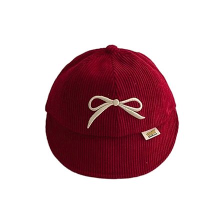 Fløjlsbukser Caps til piger med sløjfe accent, broderi solhat 14M til 4Y piger baseball caps til udendørs sjov rød