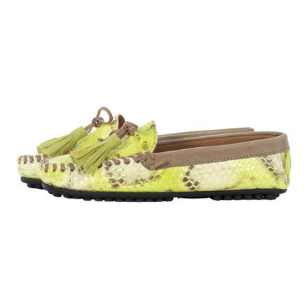 Toral Shibu Snakeskin Print Leather Instappers , Geel , Dames , Maat: 38 EU