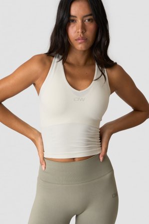 ICANIWILL - Sculpt Seamless V-neck Tank Ivory- Training tank tops - Damen - ICIW