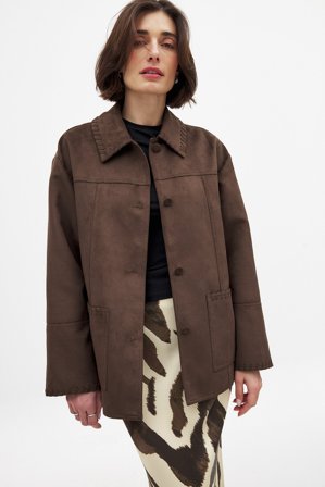 NA-KD Jacka i fuskmocka med sömdetalj - Jackor i läderimitation - Brun - EU 40