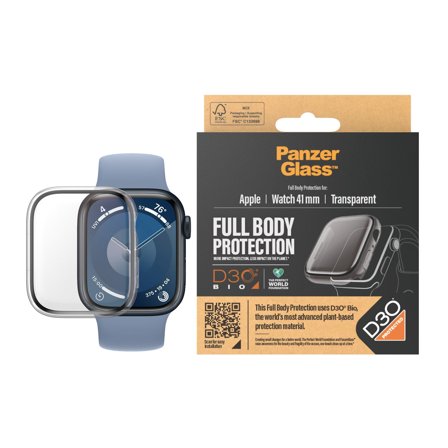 Panzer Full Body Transparent w. D3O Apple Watch Series 9 | 41mm PanzerGlass - High quality tempered glass screen protector