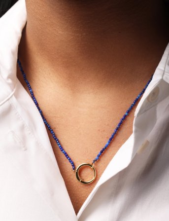 Design Letters Gemstone Charm Lock Chain - Blue - ONE SIZE x 45