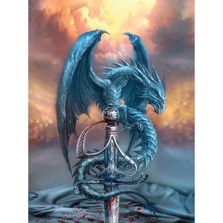 30 x 40 cm, Diamantmålning drake, diamantbroderi