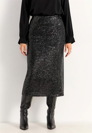 Cellbes of Sweden - Luksuriøs pailletnederdel i sort til damer i størrelse 58/60